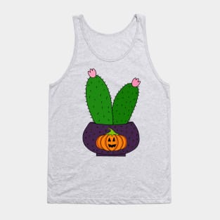 Cute Cactus Design #165: Cute Cacti In Halloween Pumpkin Pot Tank Top